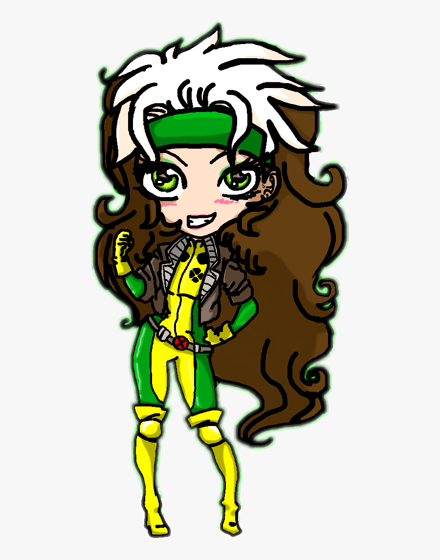#rogue #xmen #cute #chibi #cartoon #girl #green #drawing - Chibi Rogue Xmen Png, Transparent Clipart