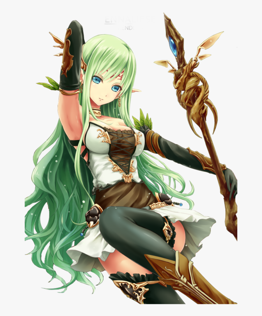 Anime Elf Green Hair, Transparent Clipart