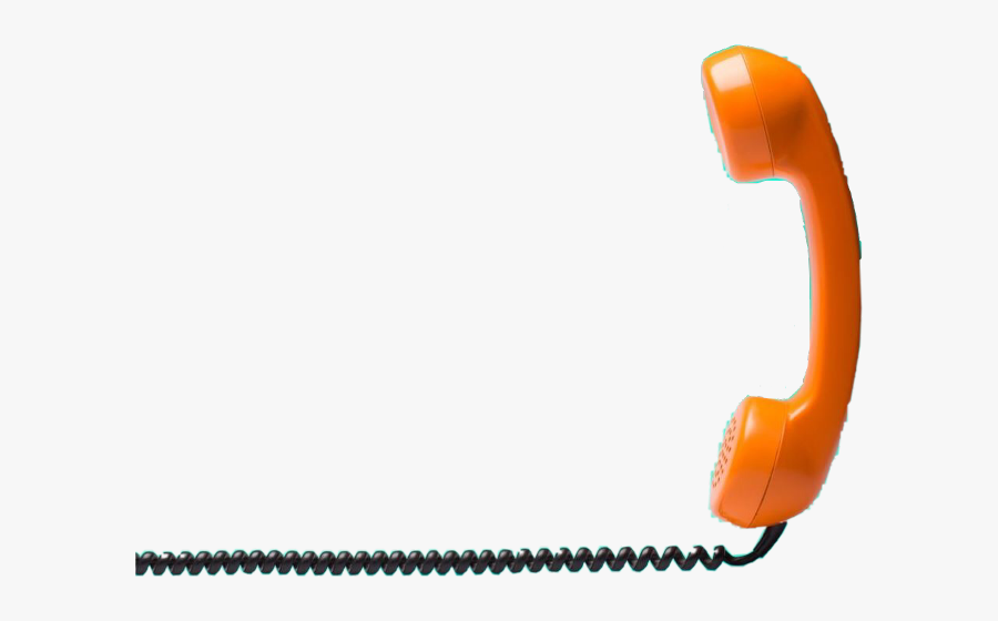 Orange Phone Telephone Cord Retro Freetoedit - Headphones, Transparent Clipart