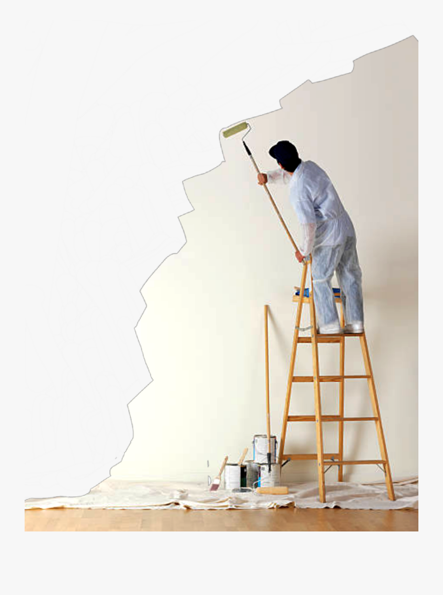 #ftestickers #people #painter #painting #wall - Man Painting Wall On Ladder, Transparent Clipart