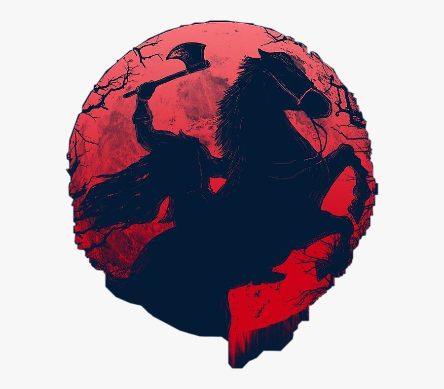 #headlesshorseman #red #black #axe #horse #man #art - Headless Horseman Throwing, Transparent Clipart