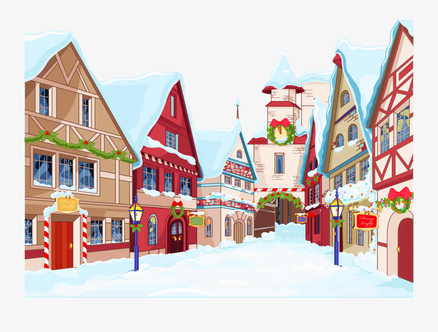 Christmas Town Illustration, Transparent Clipart
