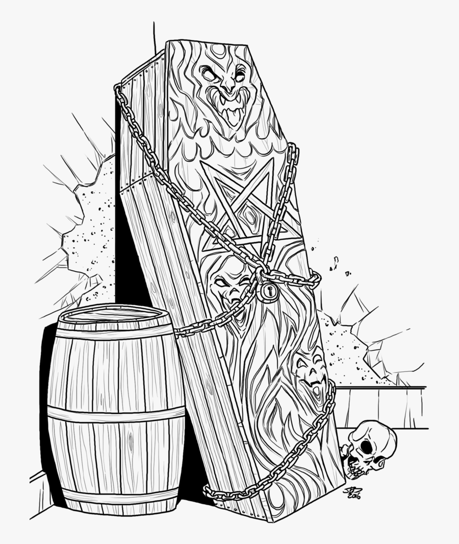 Clip Art Casket Drawings - Line Art, Transparent Clipart