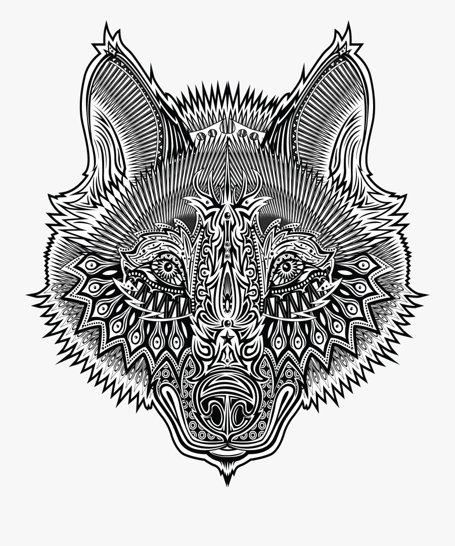 Wolf Face Png - Mandala Tete D Animaux, Transparent Clipart