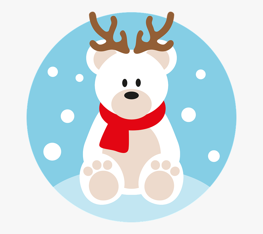 Polar Bear, Christmas, Reindeer, Yule, Winter, Snow - Cartoon, Transparent Clipart
