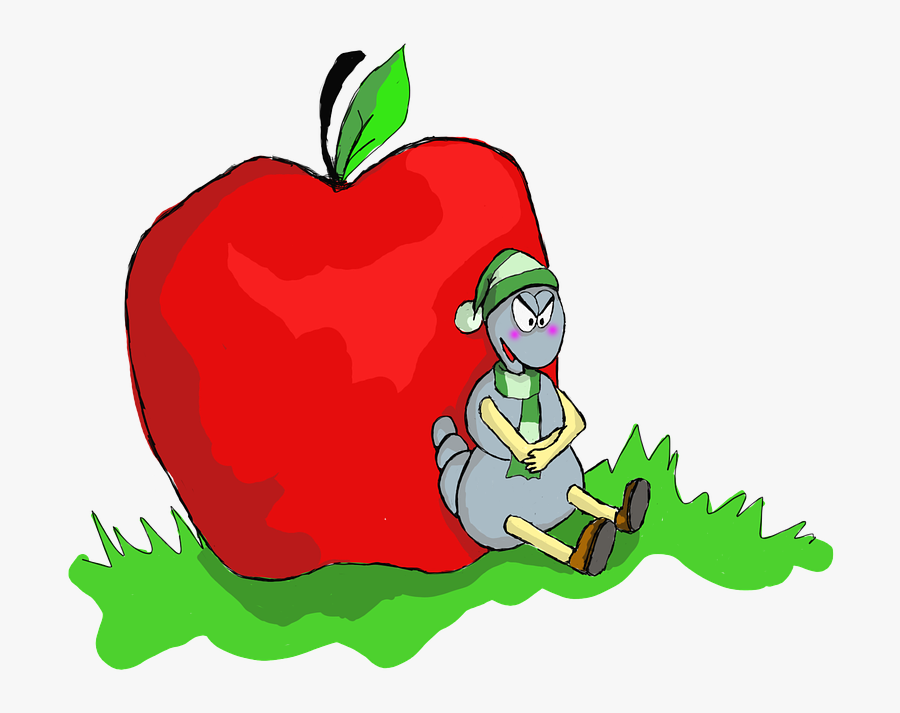 The Little Worm, Apple, Illustration, Graphics, Transparent Clipart