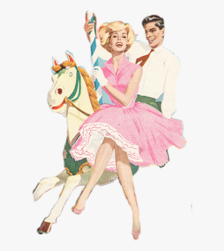 #carousel #couple #horse #retro #pink - Illustration, Transparent Clipart