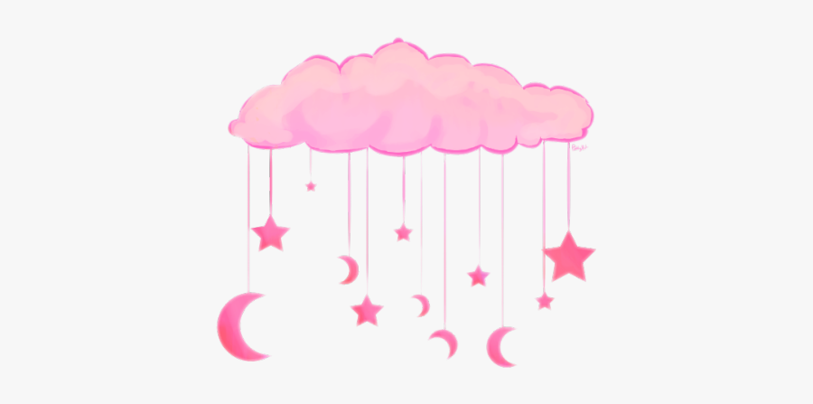 #nube #rosada #luna #estrellas #pink - Material For Edits Png, Transparent Clipart