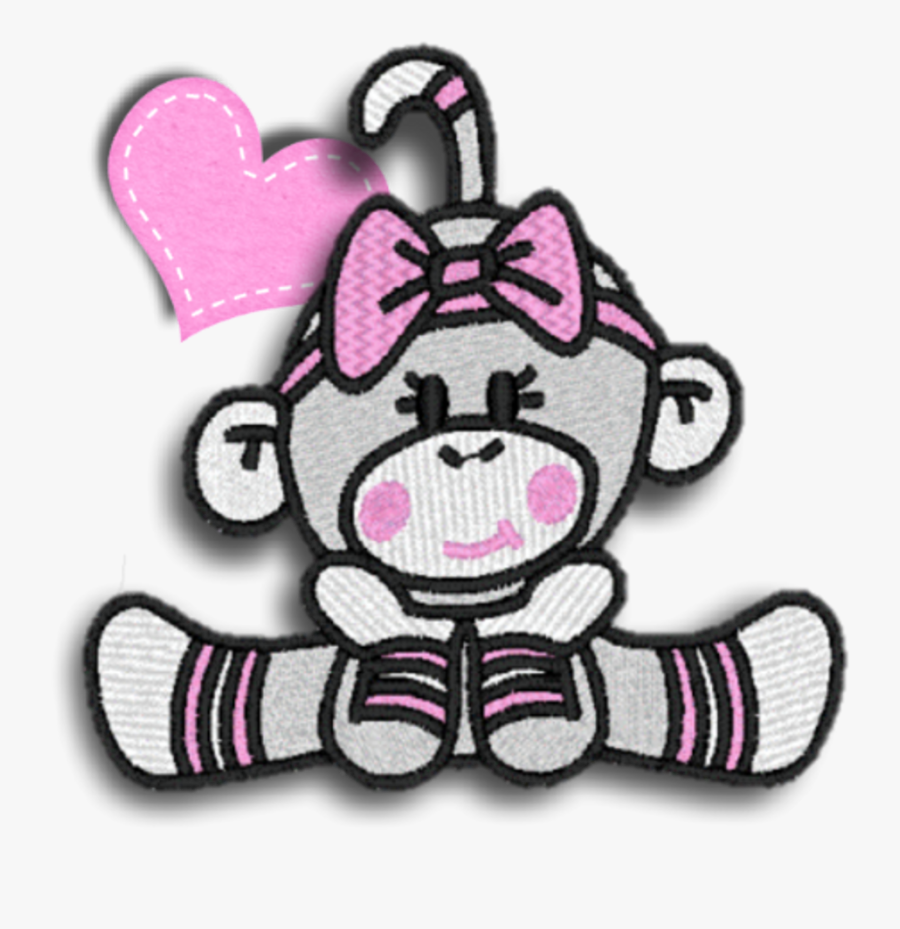 Sockmonkey Monkey Girl Cute Pink Heart Gym Scrapbooking - Sock Monkey, Transparent Clipart