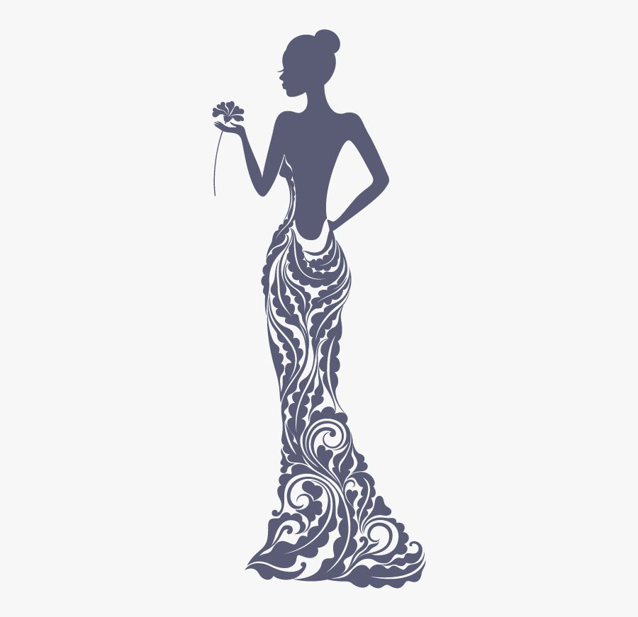 Dress Silhouette Drawing Evening Gown - Woman Silhouette Png Fashion, Transparent Clipart