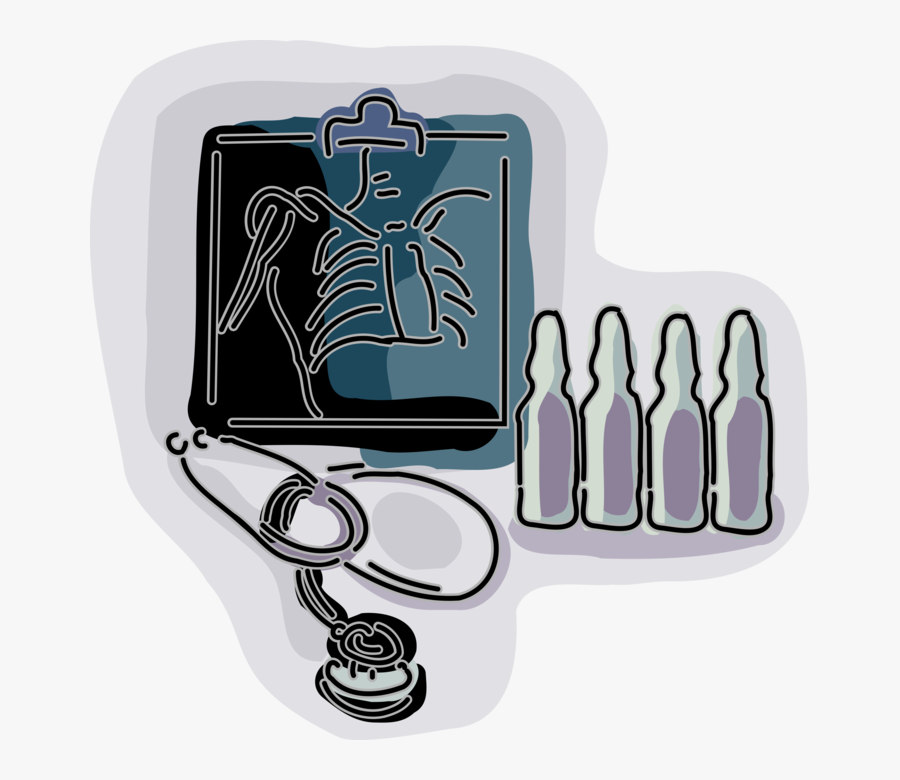 Vector Illustration Of X-ray And Physician Stethoscope - Illustration, Transparent Clipart