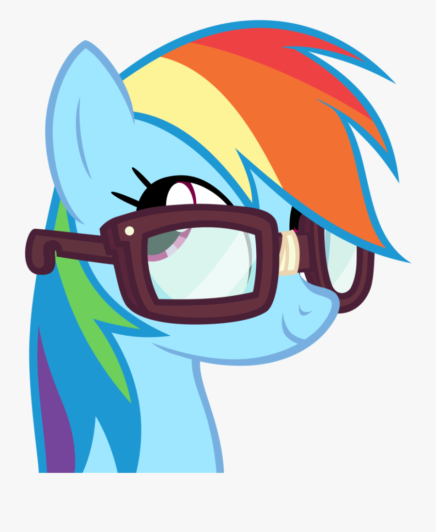 Nerd Transparent Rainbow - Rainbow Dash With Glasses, Transparent Clipart