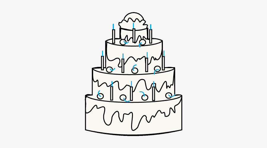 How To Draw Cake - 3 Layered Cake Drawing, Transparent Clipart