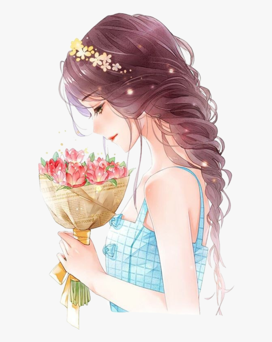 Anime Girls With Flowers, Transparent Clipart