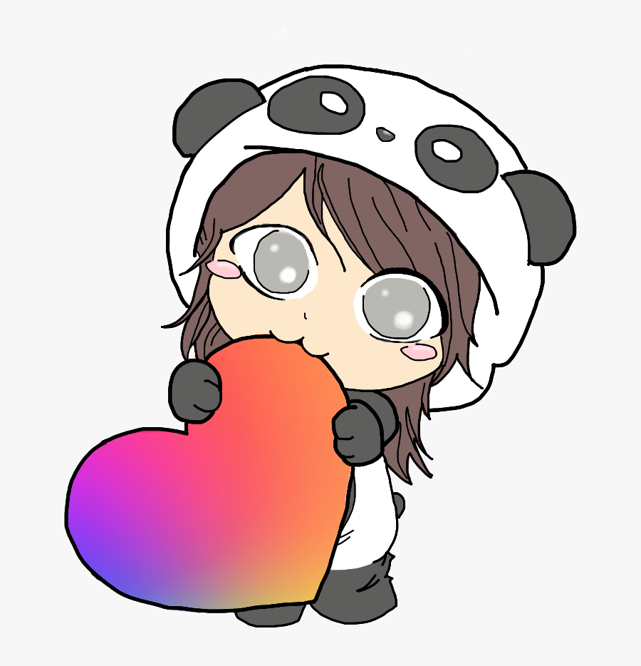 #cute #kawaii #panda #chibi #girl #love #heart #freetoedit - Chibi Girl Panda, Transparent Clipart