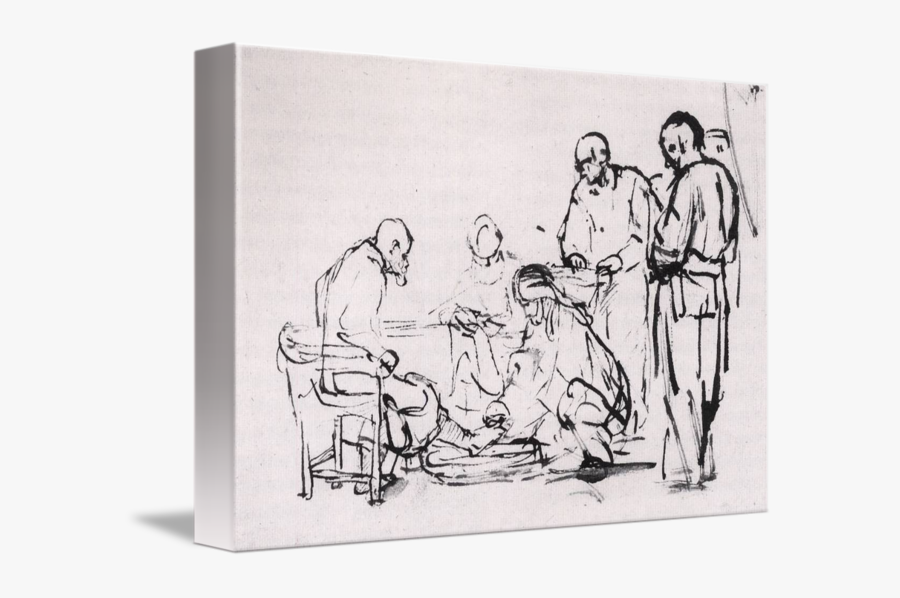 Clip Art Jesus Washing Disciples Feet Image - Christ Washing The Disciples Feet Rembrandt, Transparent Clipart