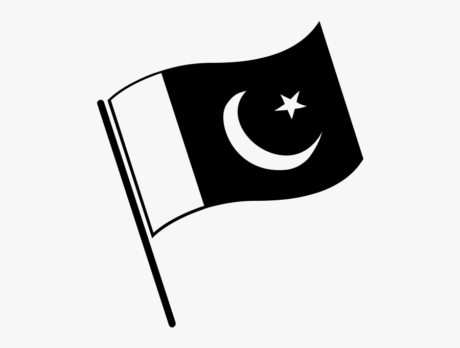 Pakistan Flag Clipart Outline - Pakistan Flag Black White, Transparent Clipart