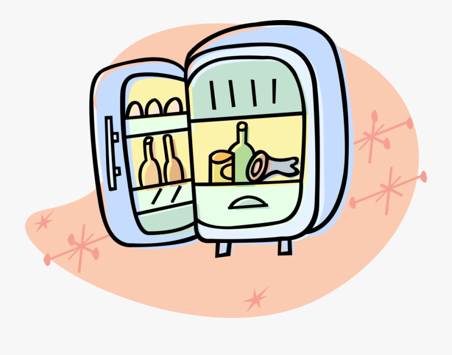 Refrigerator Fridge With Open Door - Illustration, Transparent Clipart