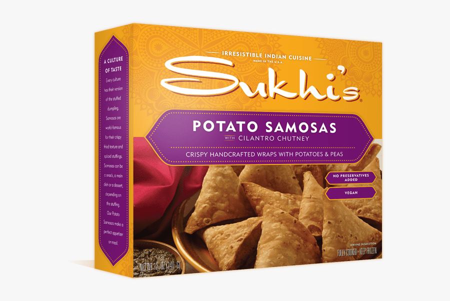 Clip Art Frozen Vegan Potato Samosas - Sukhi's Potato Samosa With Cilantro Chutney, Transparent Clipart