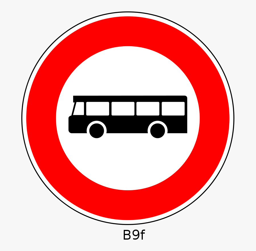 Red Circle With Bus Sign, Transparent Clipart