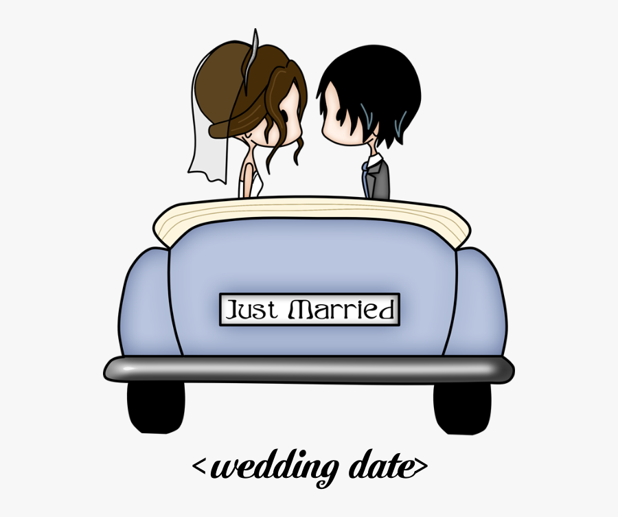 Clipart Wedding Just Married - Novios Animados Con Carrito, Transparent Clipart