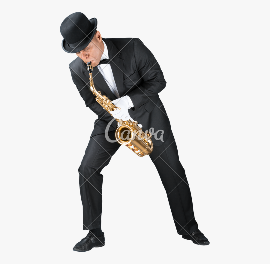 Clip Art Person Playing Saxophone On The Wrong Side - Formal Wear, Transparent Clipart