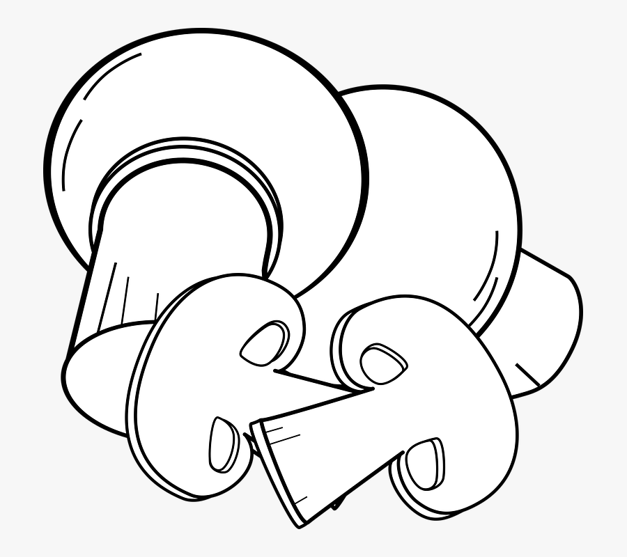Champignons Coupés, Champiñones Enteros Y Cortados - Mushroom Clipart Black And White, Transparent Clipart