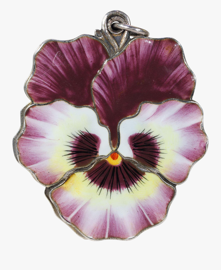 Large Antique Silver Enamel Pansy Slide Locket - Pansy, Transparent Clipart
