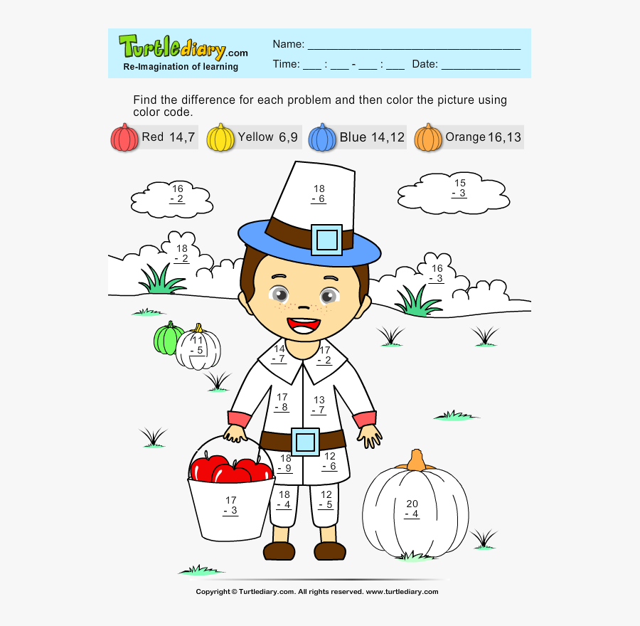 Color By Difference - Pilgrims To Color Png, Transparent Clipart