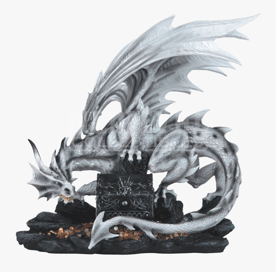 Large White Dragon Trinket Box, Transparent Clipart