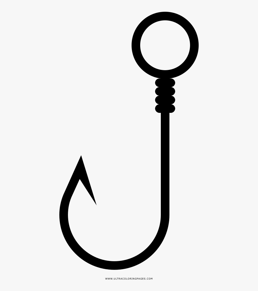 Fishing Hook Coloring Page - Canne A Peche Png, Transparent Clipart