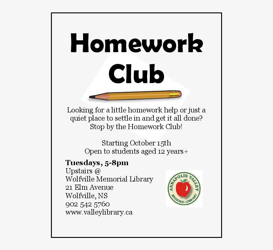 Homework Clipart Homework Club - Homework Club Poster Template, Transparent Clipart