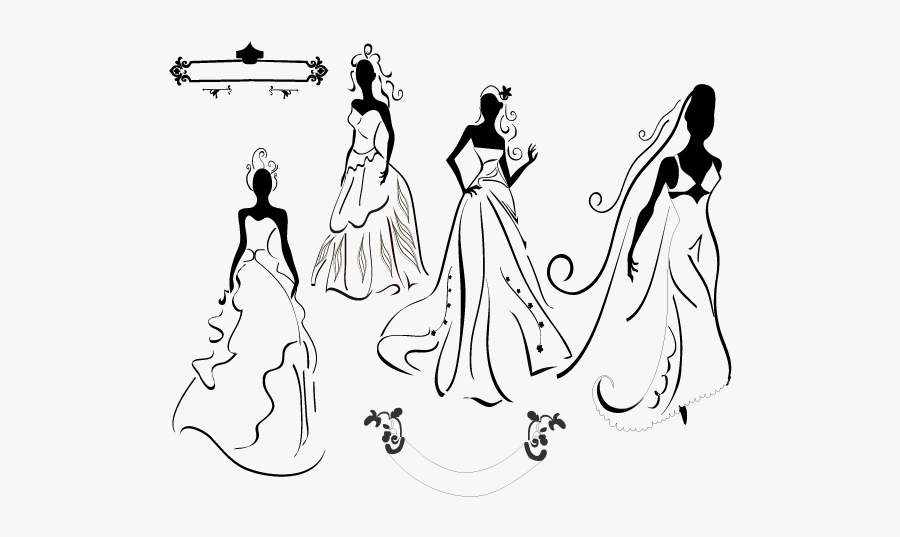 Wedding Invitation Silhouette Bride - Wedding Dress Vector, Transparent Clipart