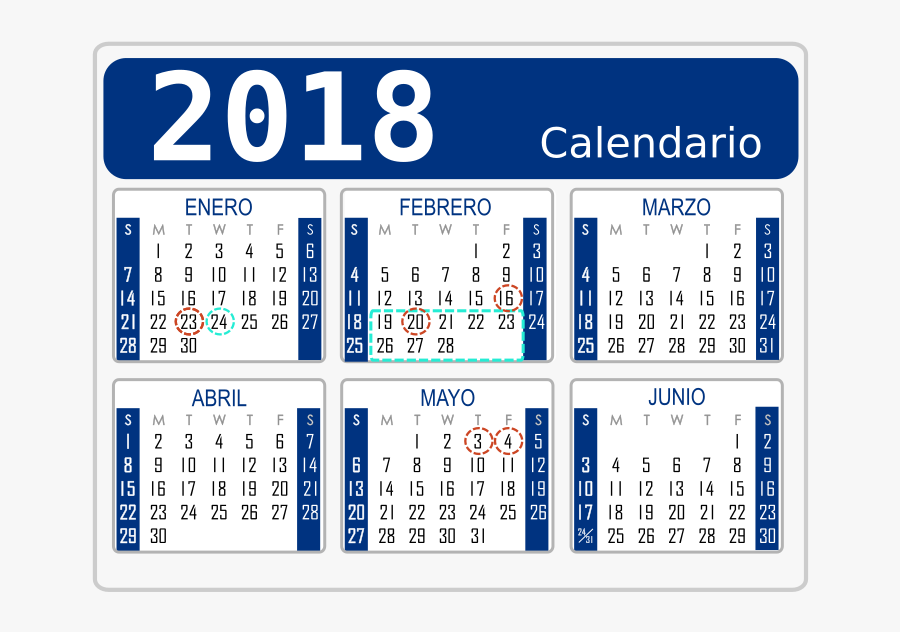 Schedule Clipart Calendar Spanish - Calendario 2 Semestre 2018, Transparent Clipart