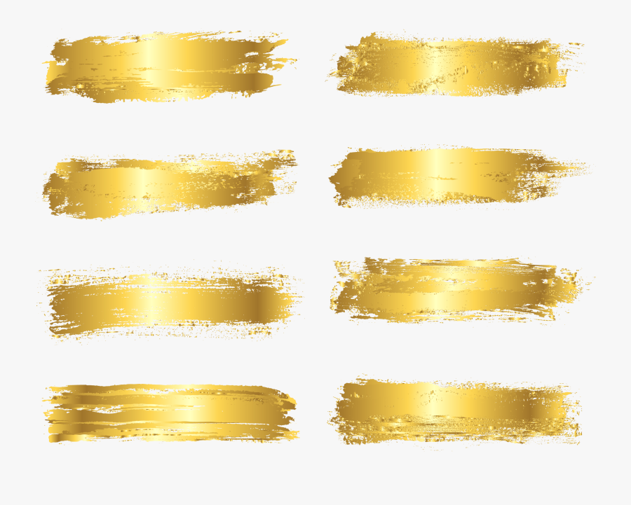 Gold Painted Foil Vector Brush Ink Clipart - Gold Foil Transparent Background, Transparent Clipart