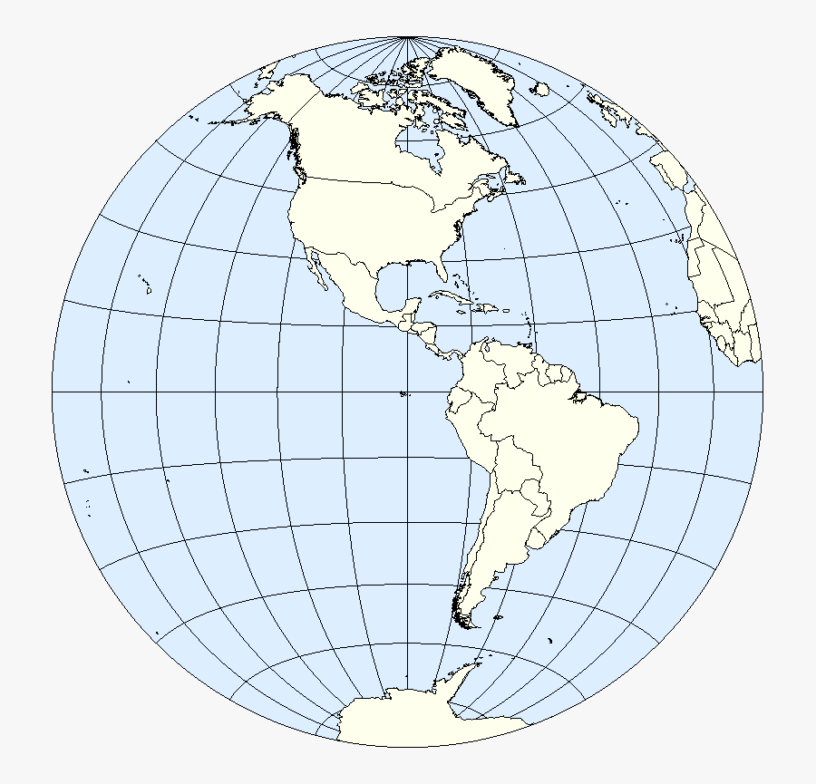 Western Hemisphere Png-pluspn - Western Hemisphere Longitude Lines, Transparent Clipart