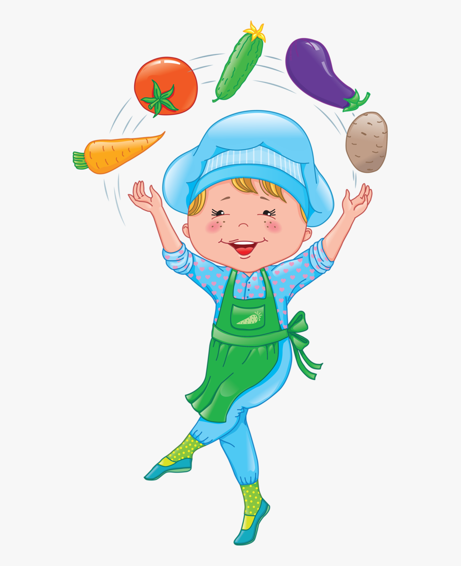 Cook Juggles Vegetables Png - Kucharz Ilustracja Dla Dzieci, Transparent Clipart