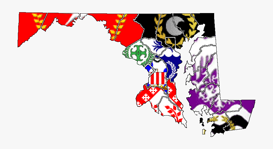 Heraldic Map Of Maryland And The District Of Columbia - Illustration, Transparent Clipart