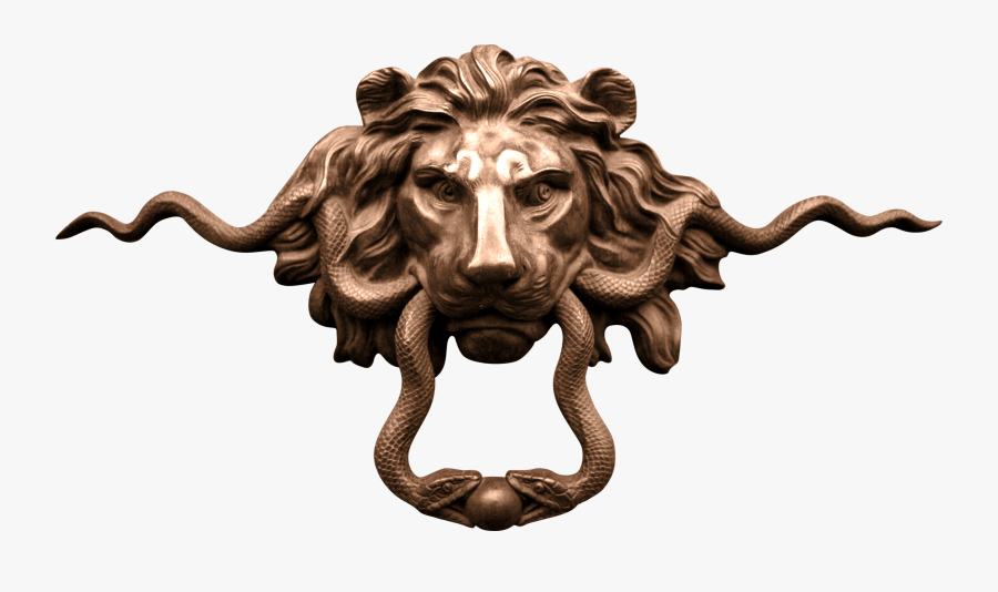 Lion Knocker Handle Copper - Lion, Transparent Clipart