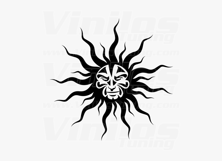 Tribal Sun - Vinilostuning - - Sun Face Tattoo Tribal, Transparent Clipart