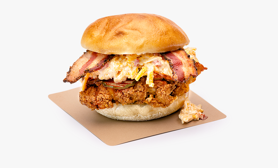 Pimento Cheesy Chicken Sandwich On White Background - Slider, Transparent Clipart