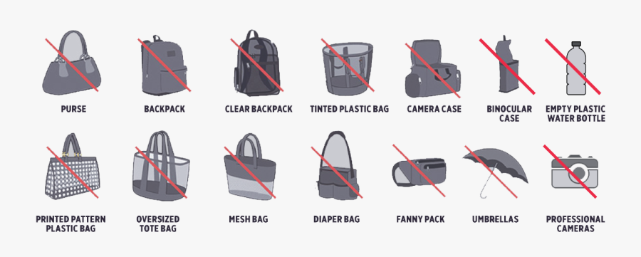 Illustrations Of Prohibited Bags - Clear Bag For Concerts, Transparent Clipart