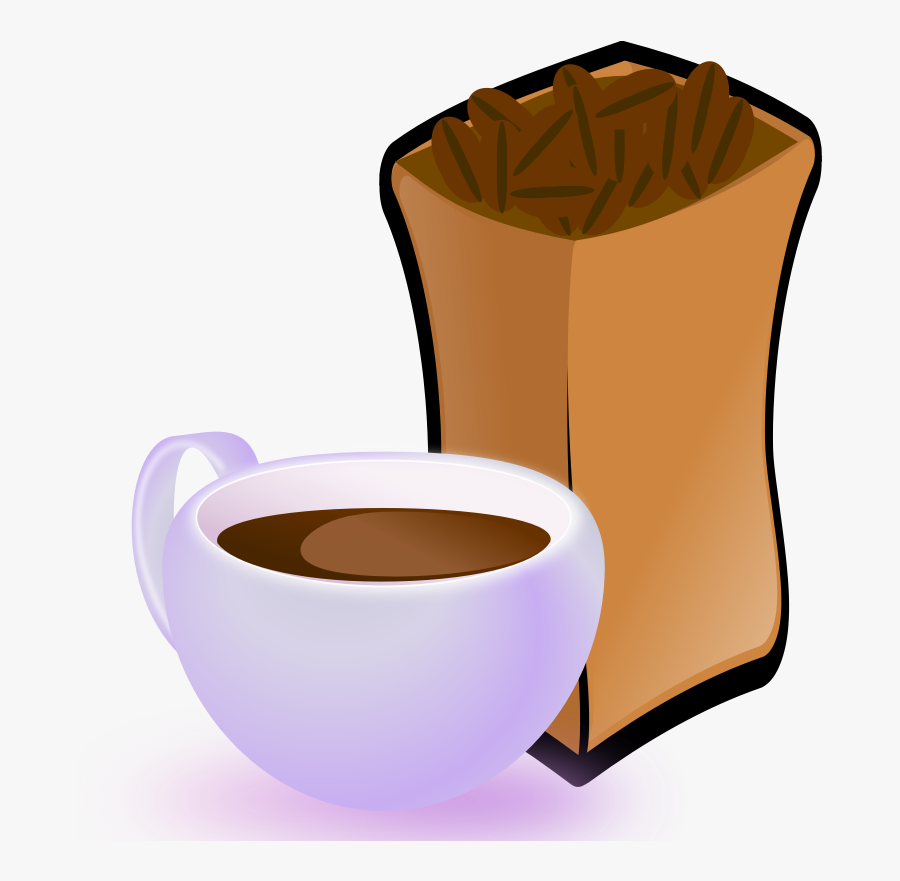 Cup Of Coffee With Sack Of Coffee Beans - Coffee Beans Clip Art, Transparent Clipart