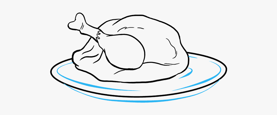 How To Draw Turkey Dinner - Drawing Of A Turkey Dinner, Transparent Clipart