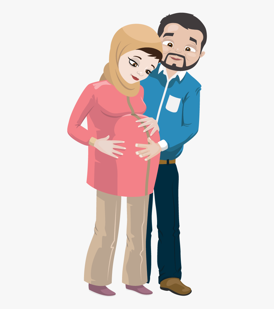 Pregnant Muslim Women Cartoon, Transparent Clipart