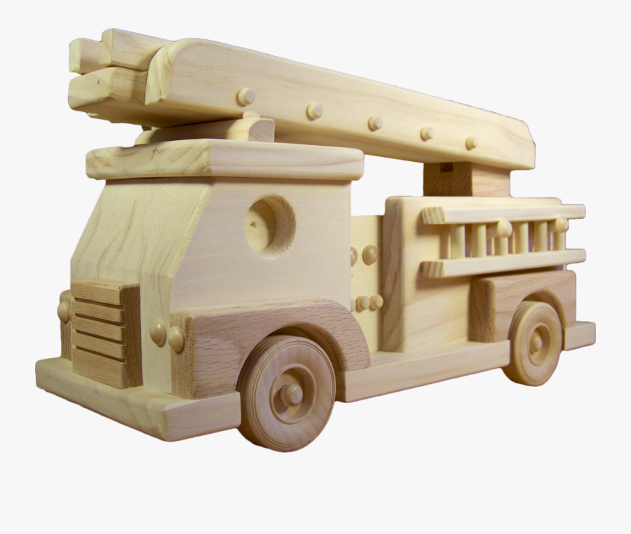 Fire Truck - Wood Toy Fire Trucks, Transparent Clipart