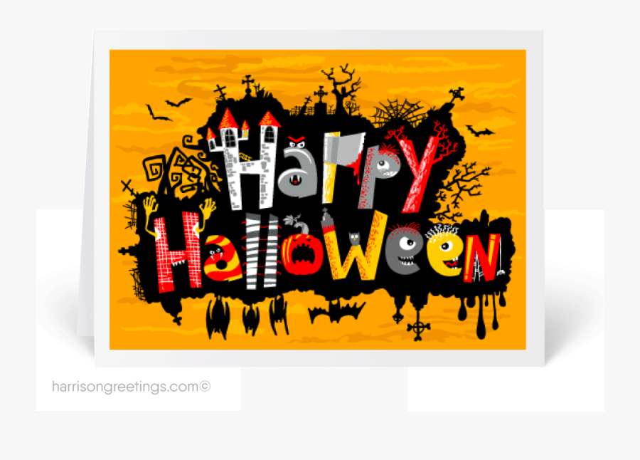 Traditional Halloween Cards Harrison - Halloween Greeting Cards Design, Transparent Clipart