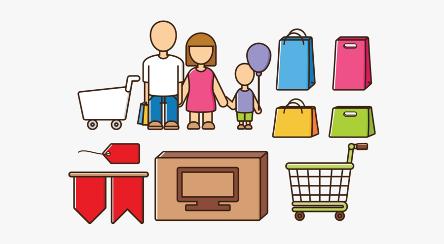 Family Vector Shopping, Transparent Clipart