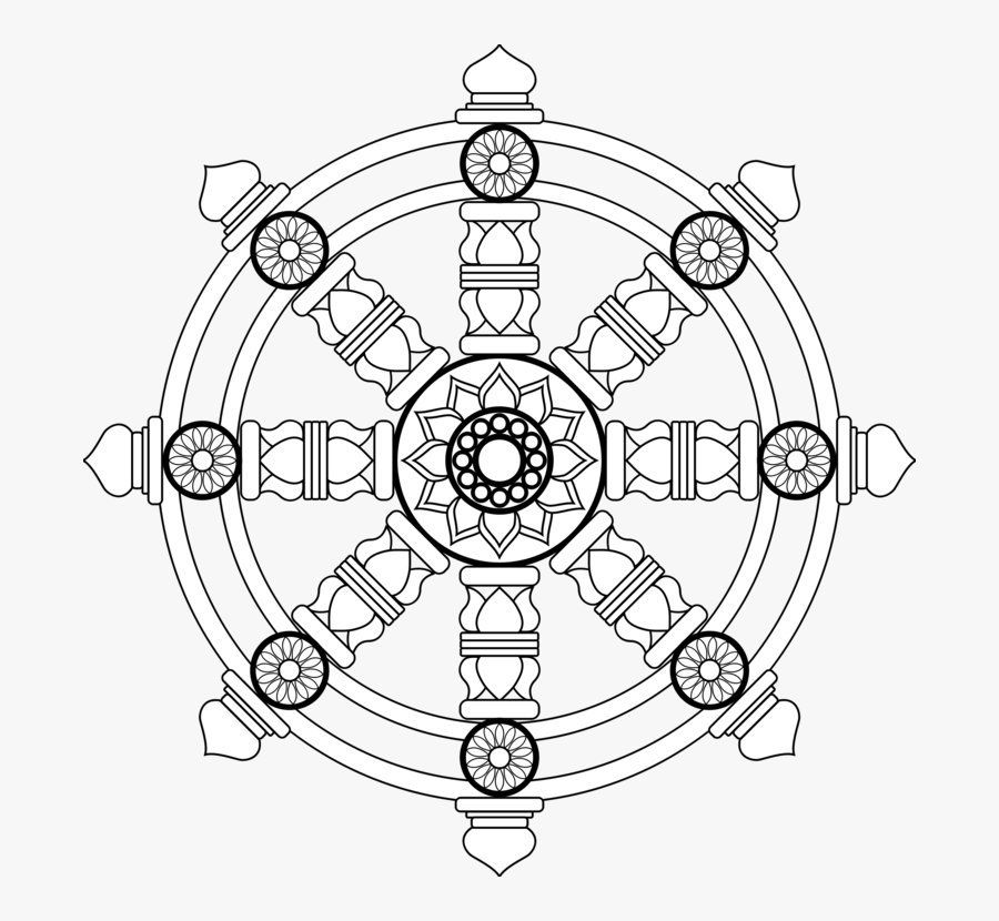 Line Art,angle,symmetry - Dharmachakra Drawing, Transparent Clipart