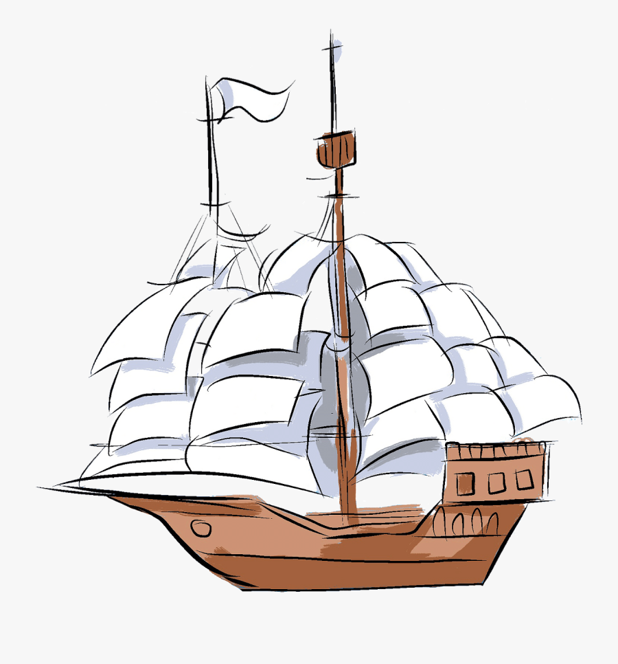 Full Rigged Pinnace, Transparent Clipart